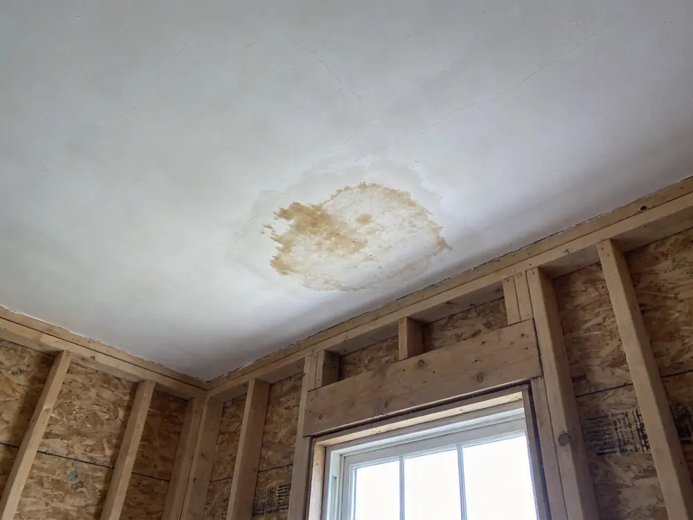 Staining bleeding back through fresh paint on a ceiling