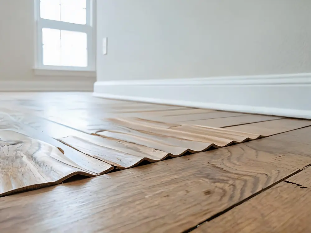 Hardwood flooring cupping along the seams after water damage