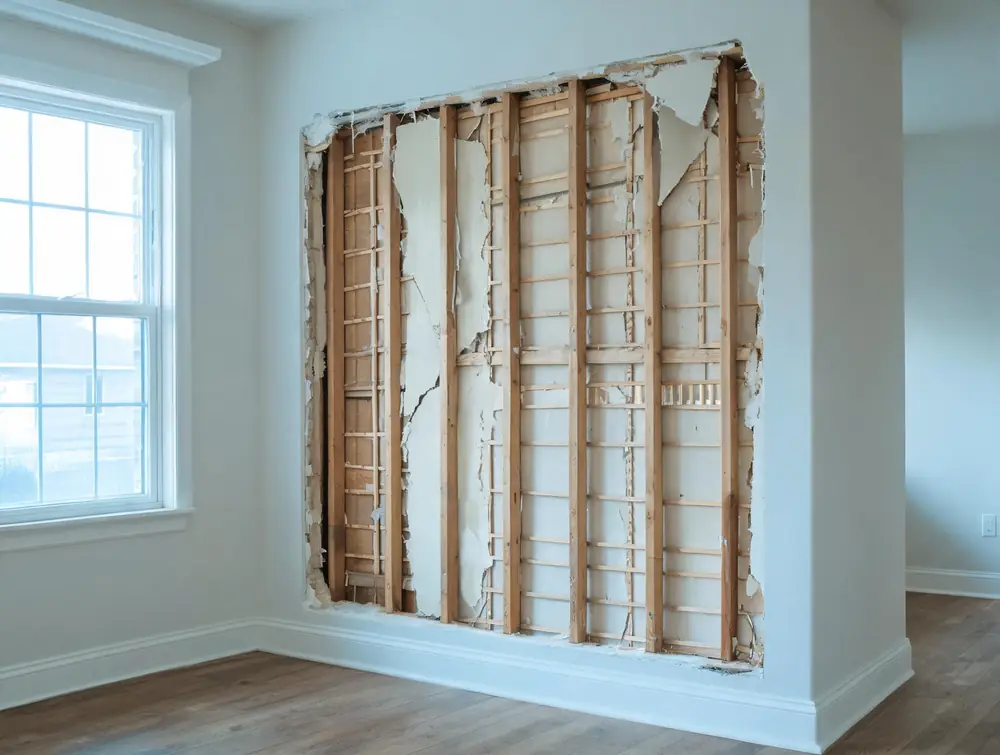 Historic interior with lath and plaster exposed