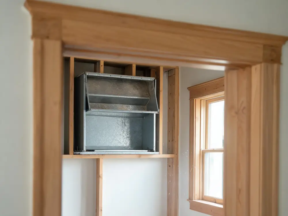 Open HVAC return plenum with the filter removed